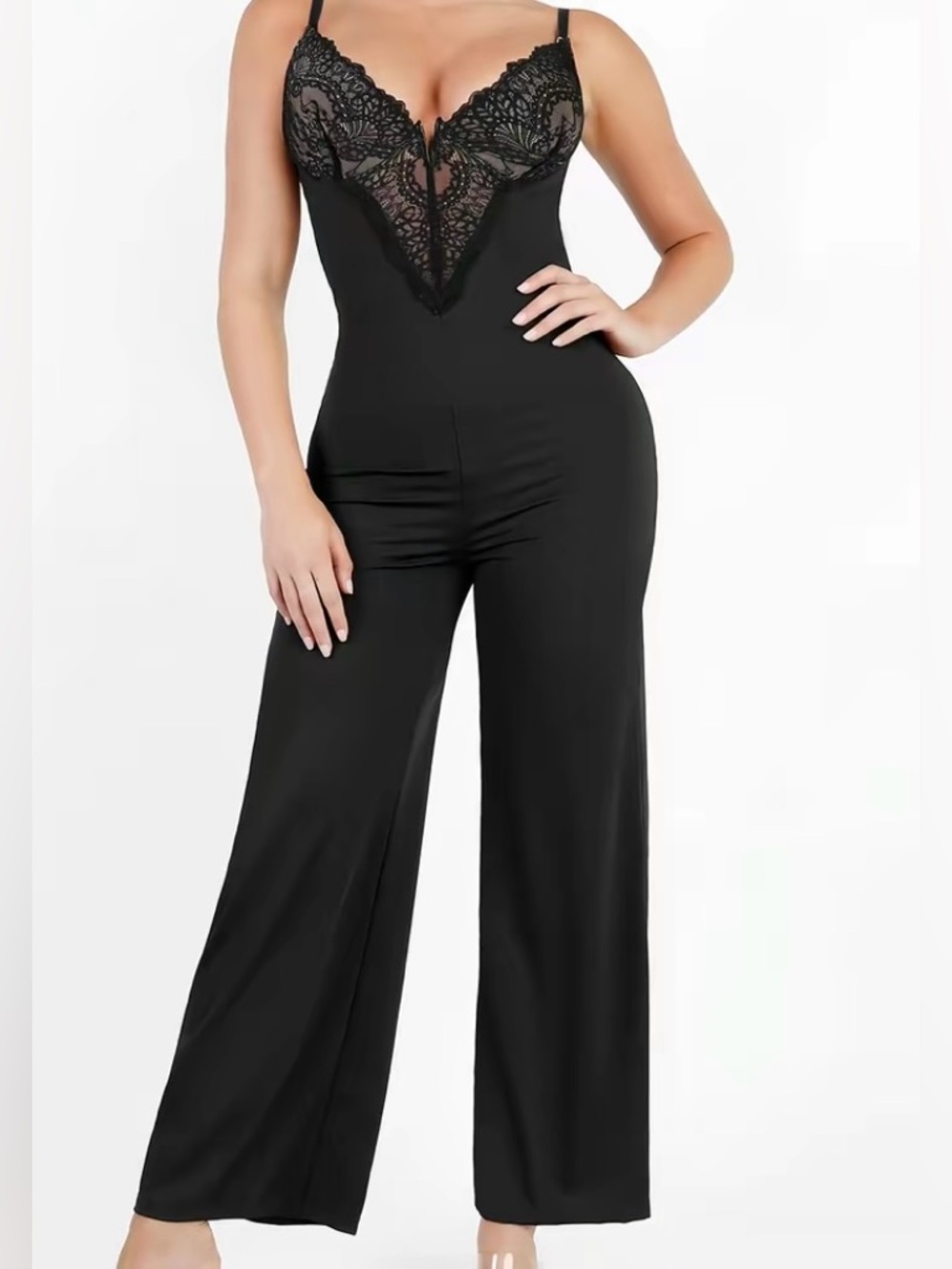 Popilush Lace Built In Shapewear Jumpsuit Tummy Control NEW XL X Large Party